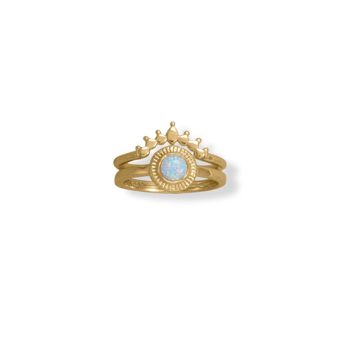 14 Karat Gold Plated Round Synthetic Opal Ring
