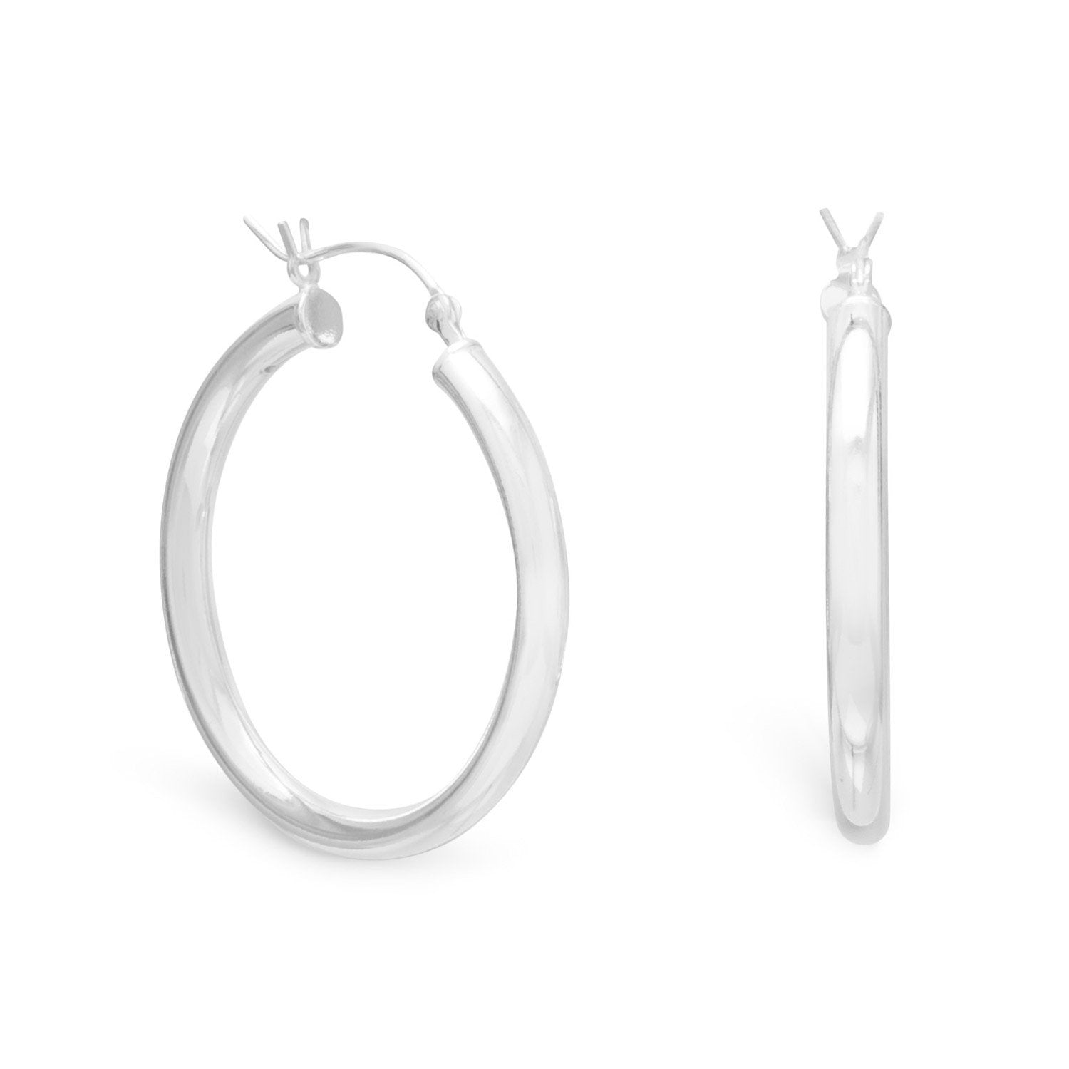 3mm x 30mm Hoop Earrings with Click