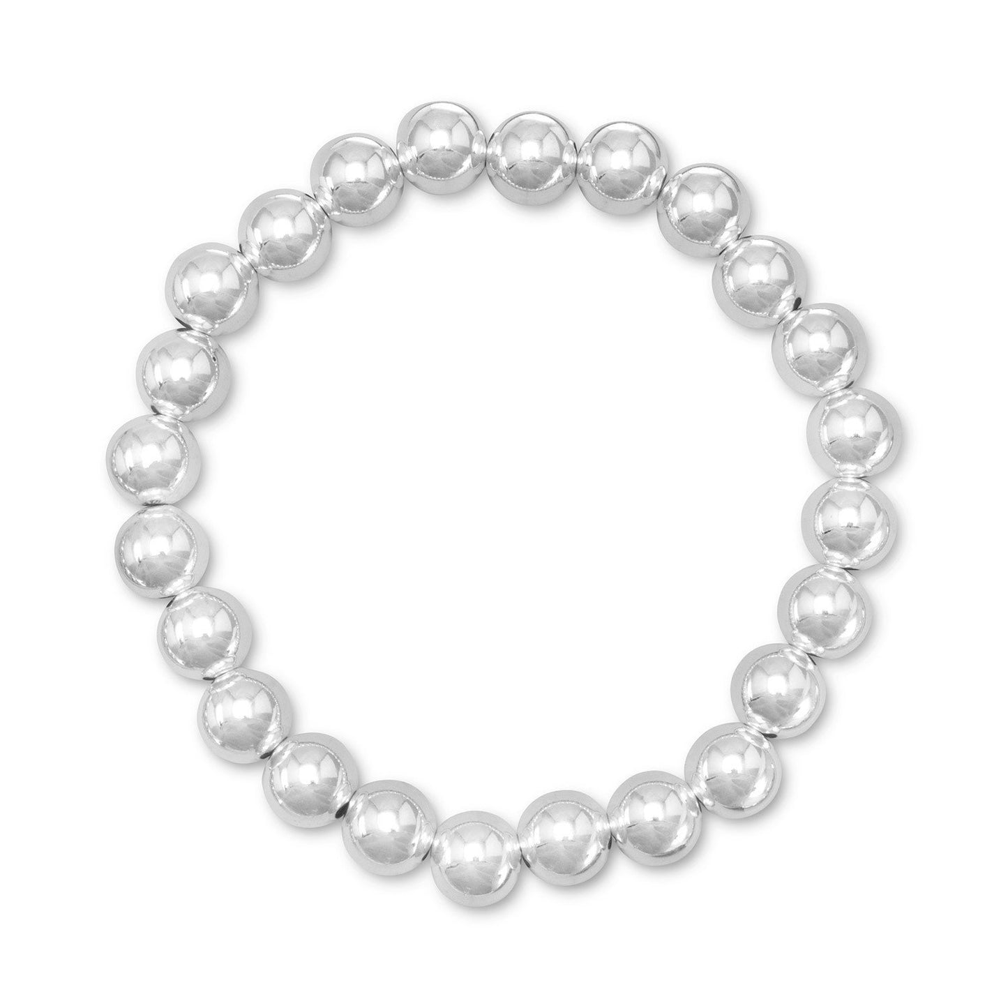 7" 8mm Sterling Silver Bead Stretch Bracelet