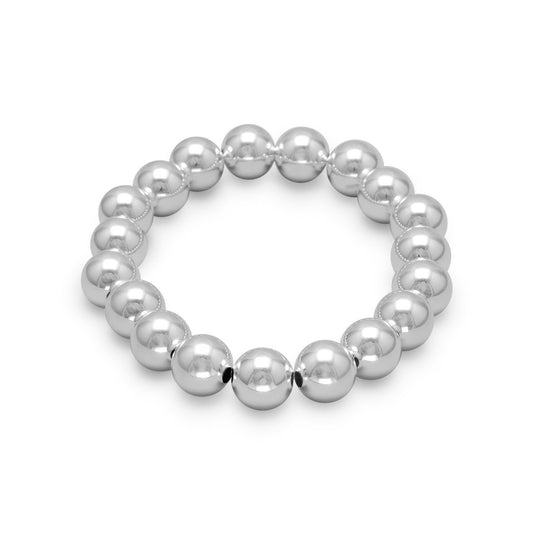 7" 10mm Sterling Silver Bead Stretch Bracelet