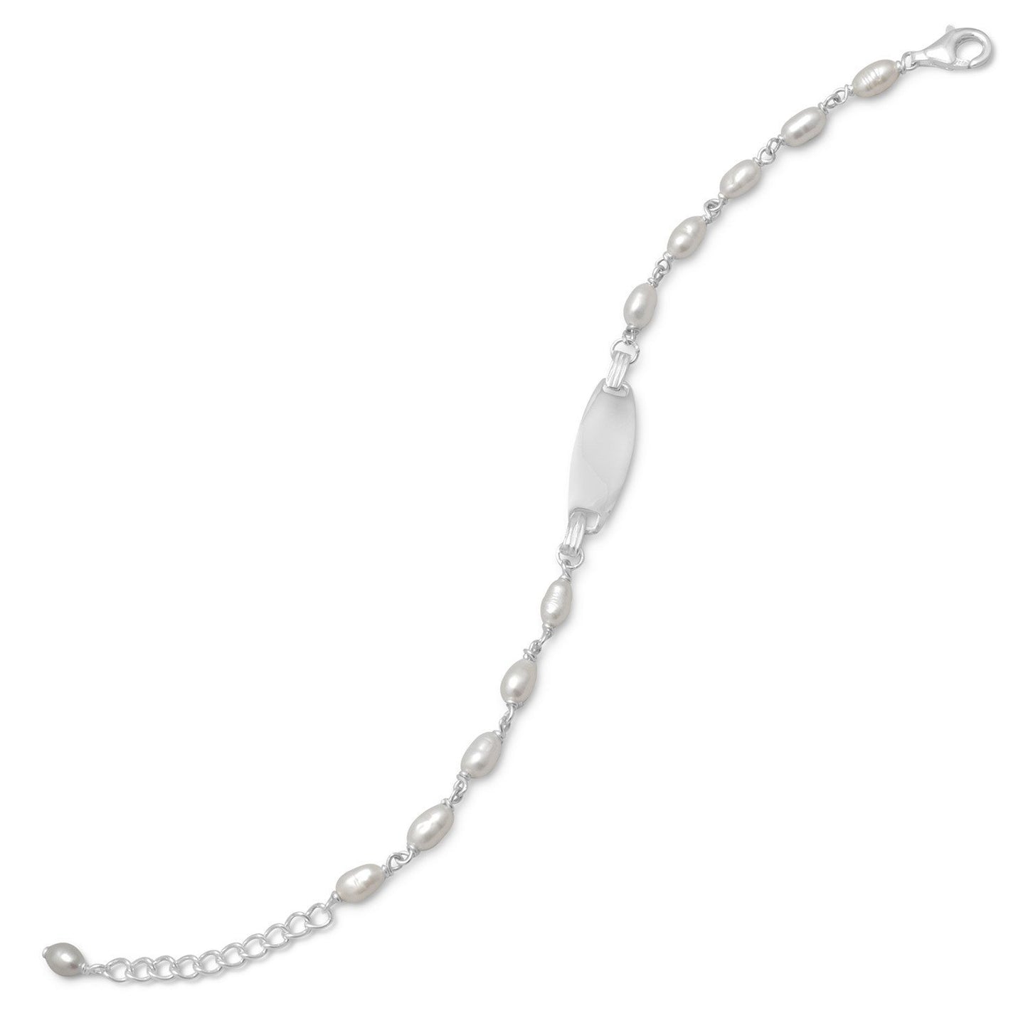 5" + 1" Extension Cultured Freshwater Pearl ID Bracelet