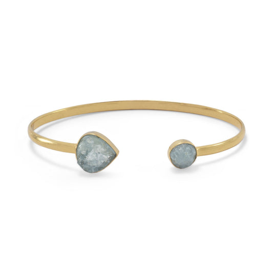 14 Karat Gold Plated Aquamarine Cuff Bracelet