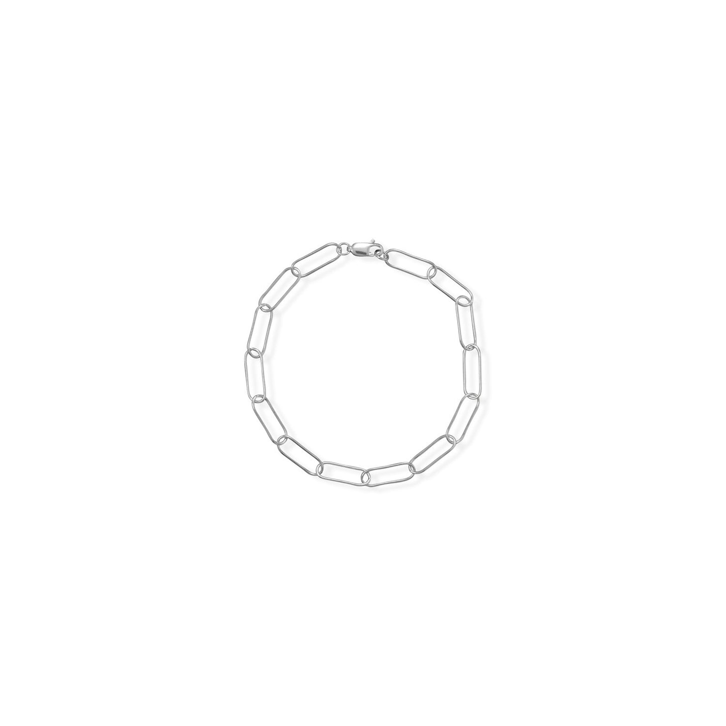 8" Rhodium Plated Paperclip Bracelet