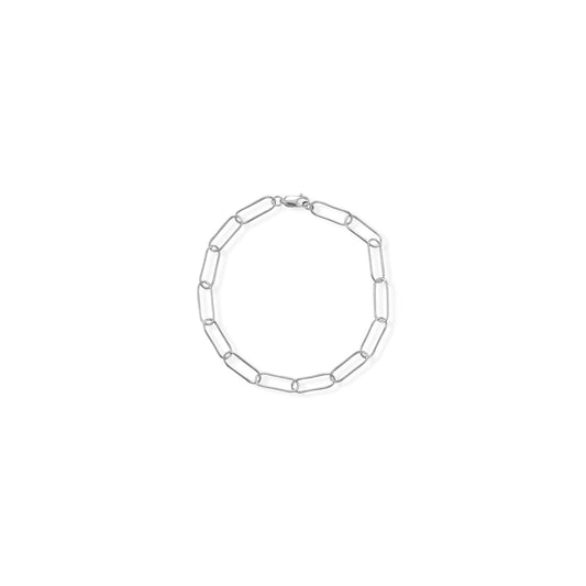 8" Rhodium Plated Paperclip Bracelet