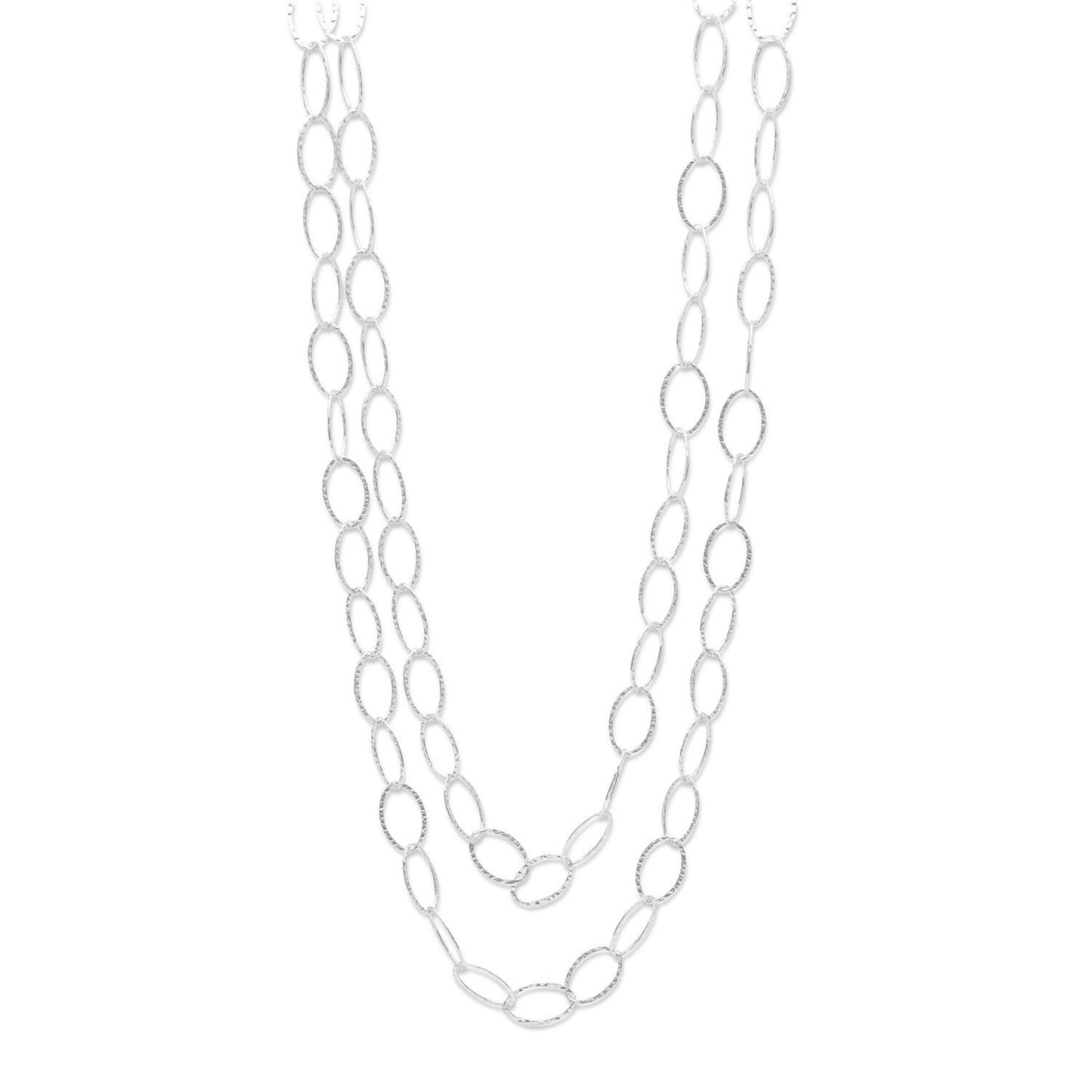 60" Hammered Oval Link Necklace