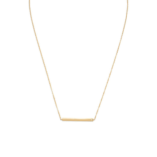 18" 14 Karat Gold Plated Bar Necklace with CZ