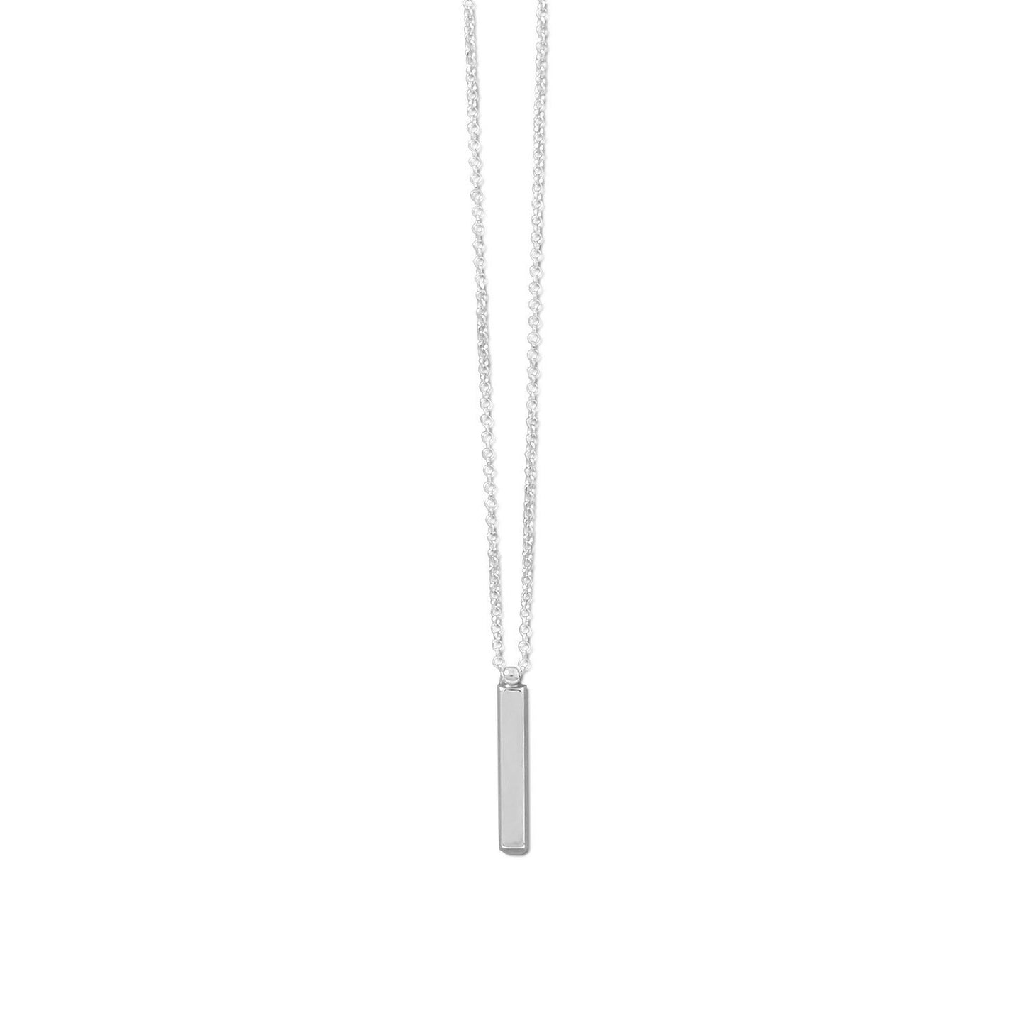 18" Sterling Silver Drop Bar Necklace