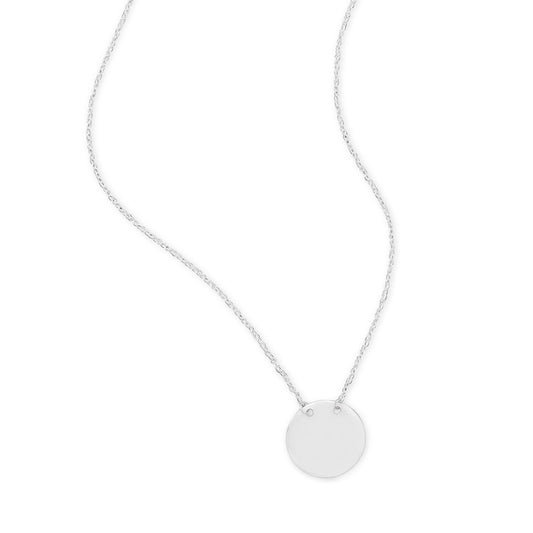 Polished Round Engravable Disk Necklace