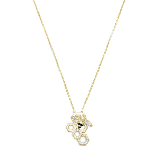 "BEE Mine!" 14 Karat Gold Plated and Signity CZ Bee Necklace