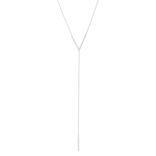 Rhodium Plated Signity CZ "V" Drop Necklace