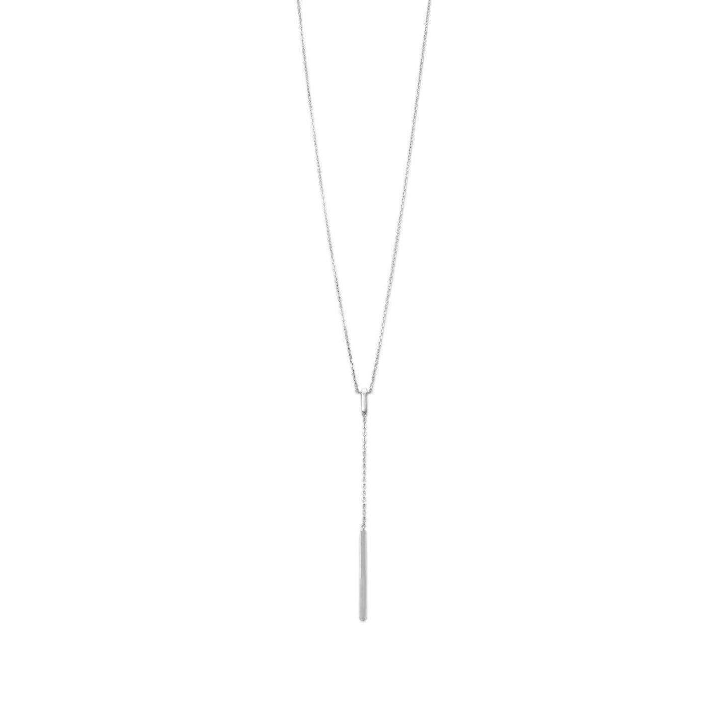 Rhodium Plated Bar Drop Necklace