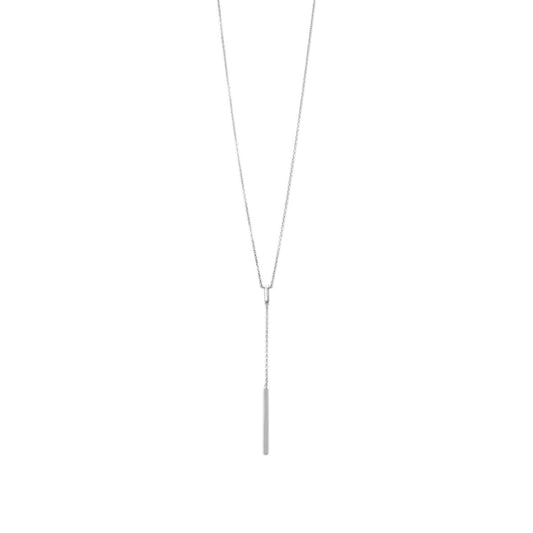 Rhodium Plated Bar Drop Necklace