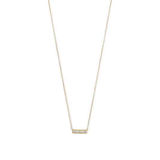 14 Karat Gold Plated Mini CZ Bar Necklace