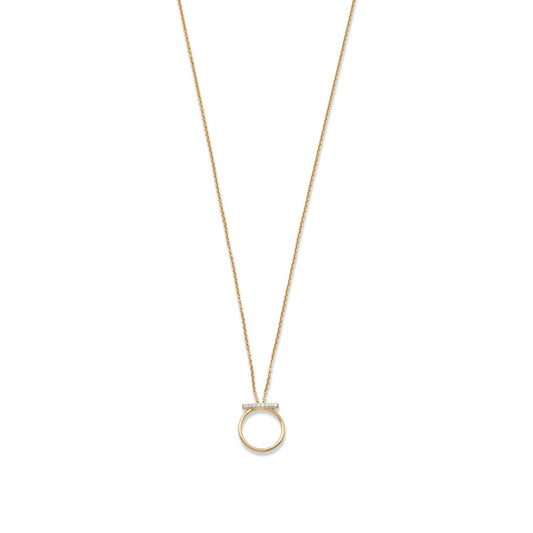 18 Karat Gold Plated CZ Bar and Circle Necklace