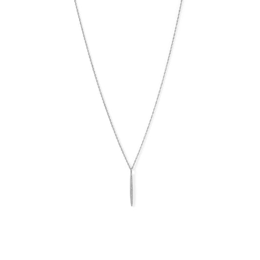 Rhodium Plated Vertical Bar Necklace with Diamonds