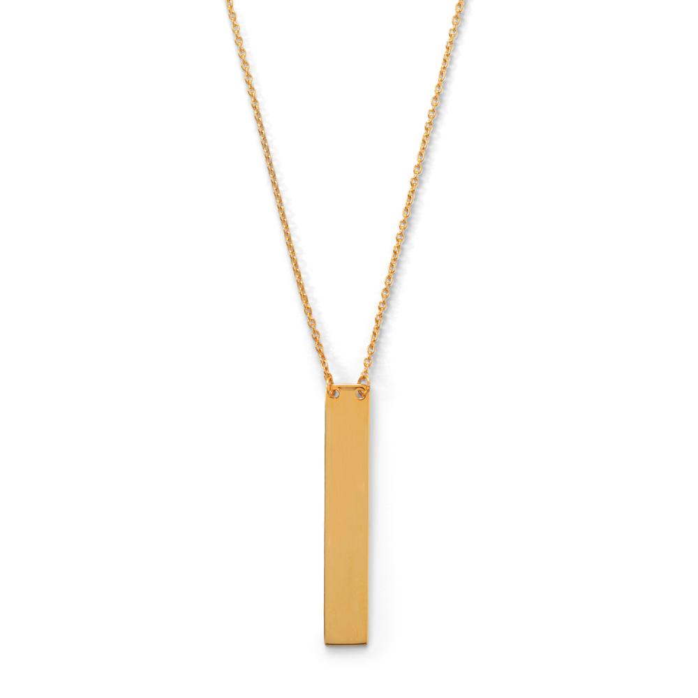 16" + 2" 14 Karat Gold Plated Vertical Bar Drop Necklace