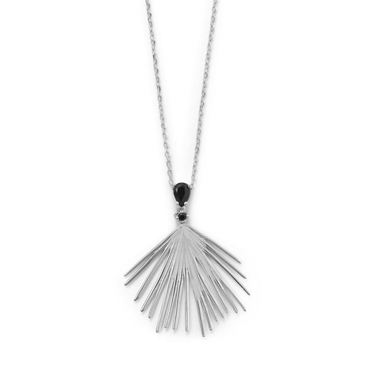 LBD Essentials! 16"+2 Black CZ Wire Fan Necklace