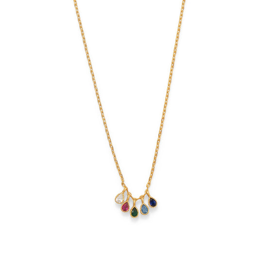 16"+2" 14 Karat Gold Plated Multi Color CZ Necklace