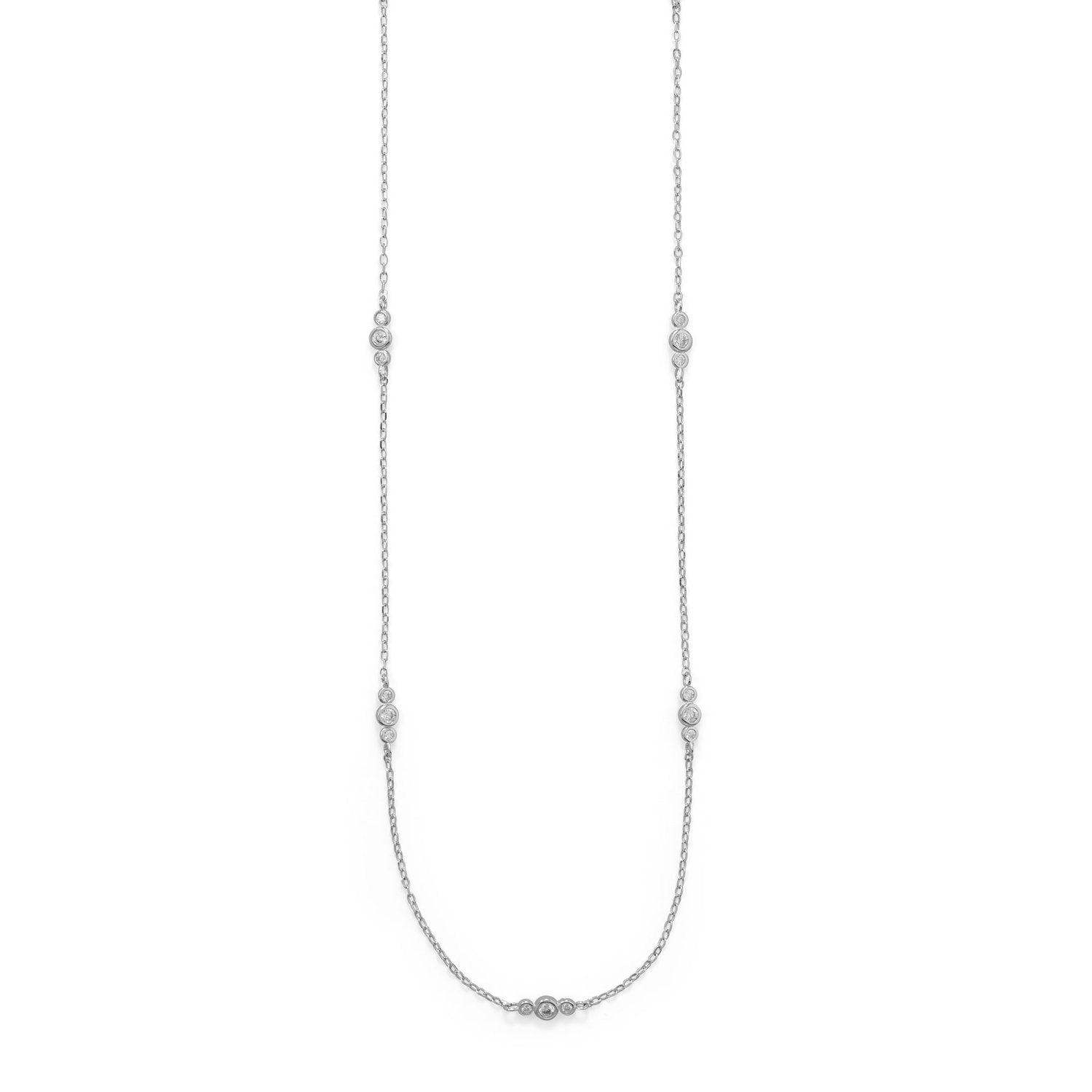 30" Rhodium Plated 13 Station CZ Necklace