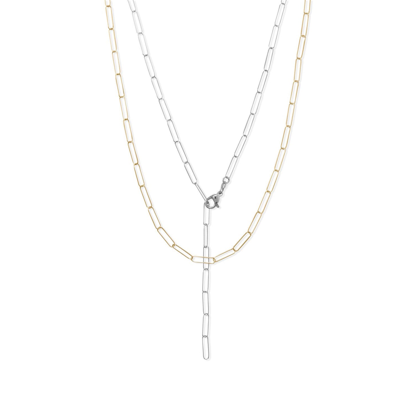 21" Rhodium Plated Paperclip Chain Necklace