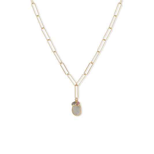 21" 14 Karat Gold Plated Charm Drop Necklace