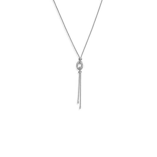 24" + 2" Rhodium Plated Double Link Long Lariat Necklace