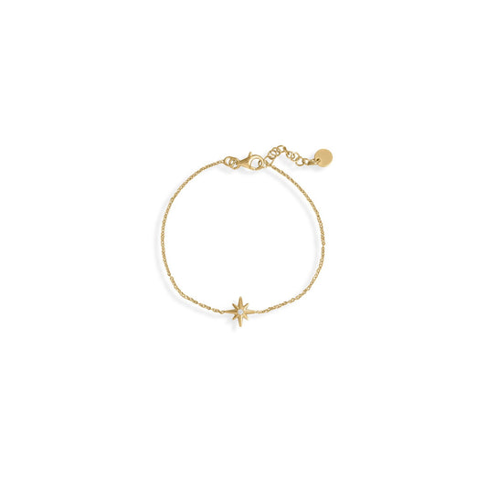 6.5"+1" 14 Karat Gold Plated CZ Star Bracelet