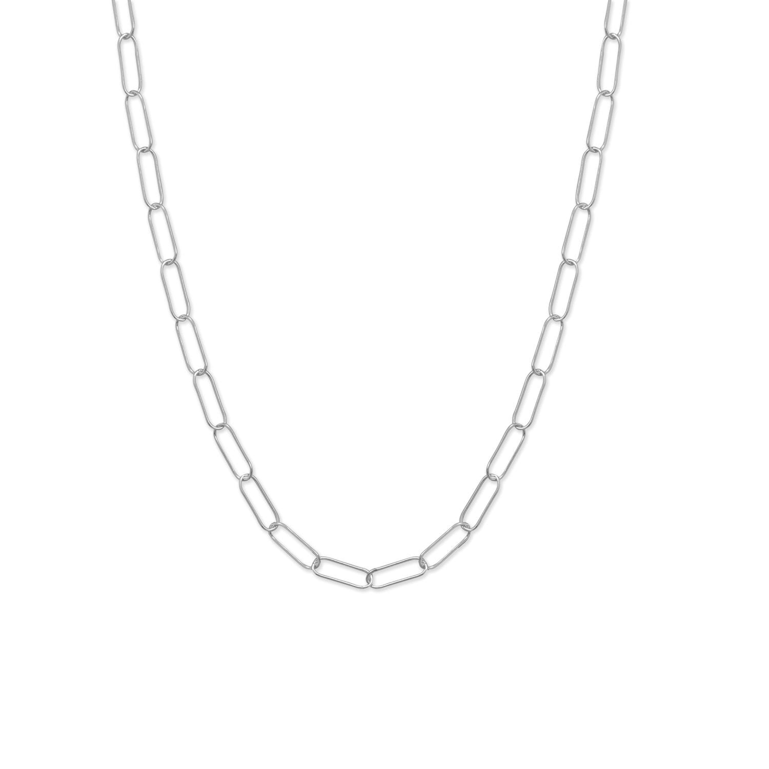 18" Rhodium Plated Paperclip Necklace