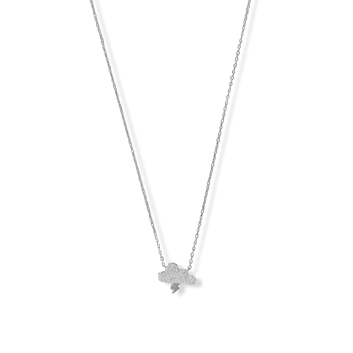 15" + 2" Rhodium Plated CZ Storm Cloud Necklace