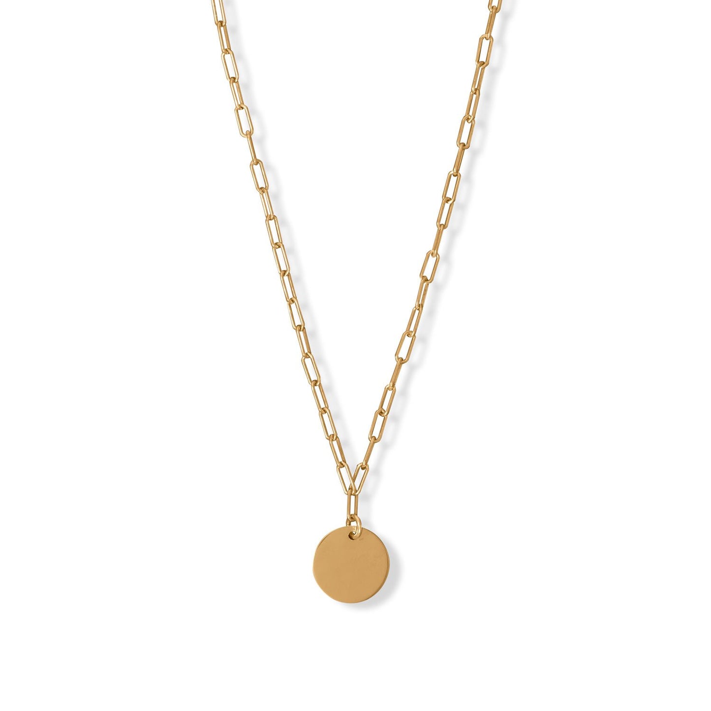 16" + 2" 14 Karat Gold Plated Engravable Disk Neckalce