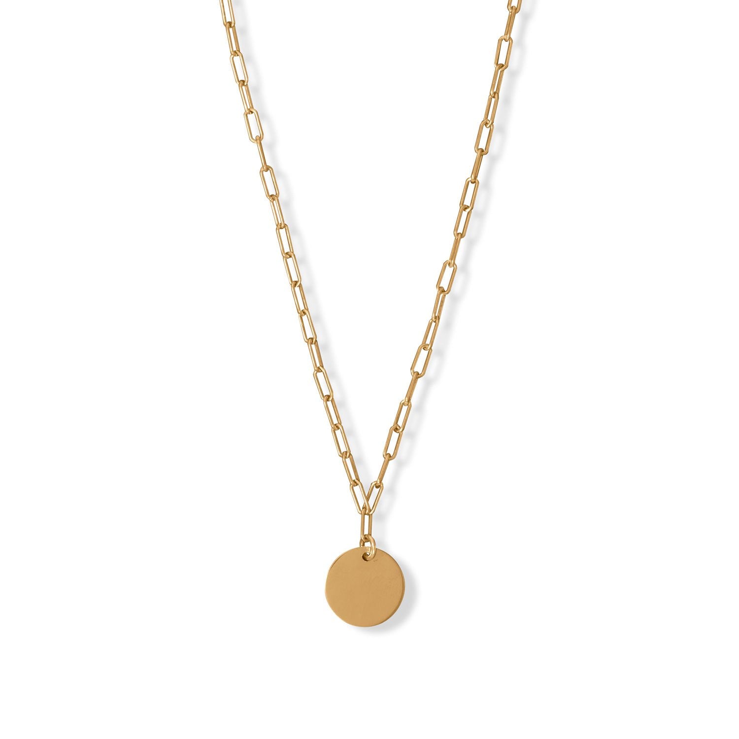 16" + 2" 14 Karat Gold Plated Engravable Disk Neckalce