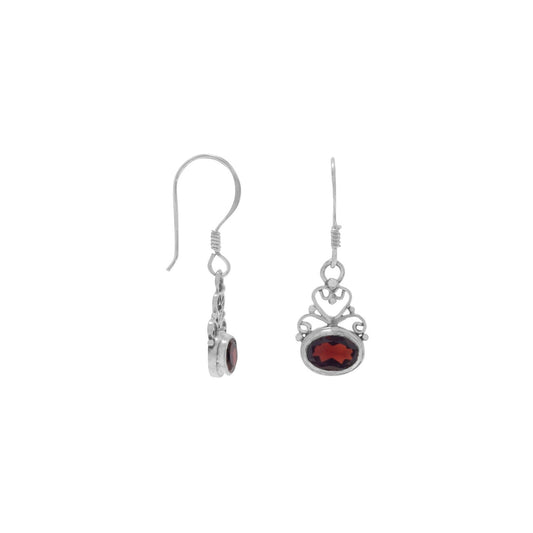 Scroll Design and Garnet Earrings