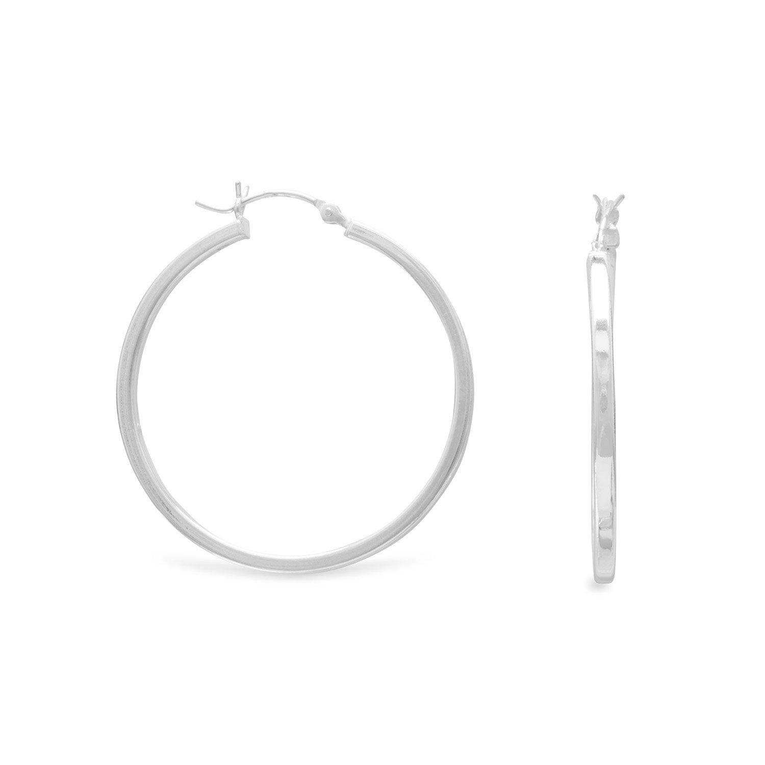 2mm x 35mm Square Tube Hoop Earrings