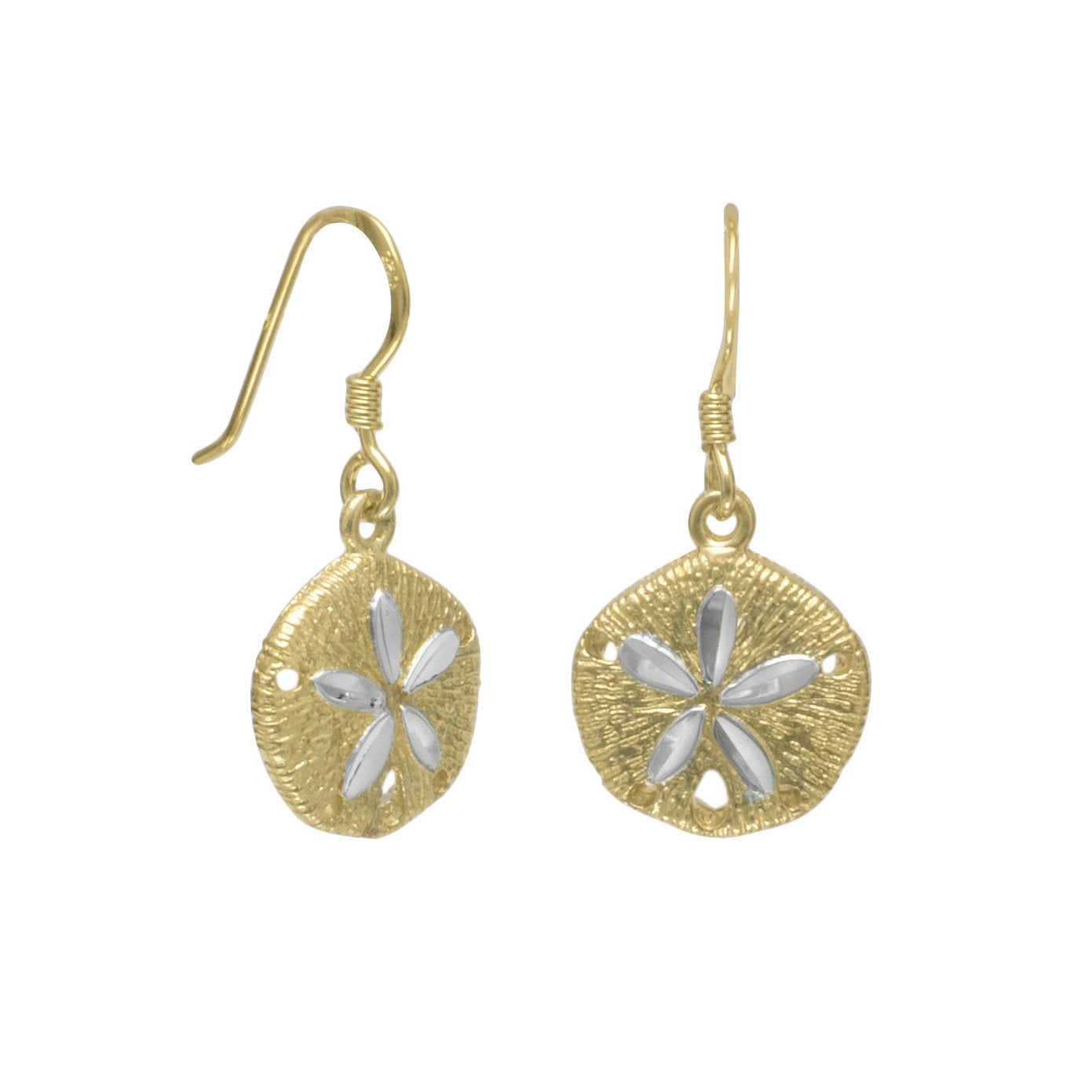 14 Karat Gold Plated Sand Dollar French Wire Earrings