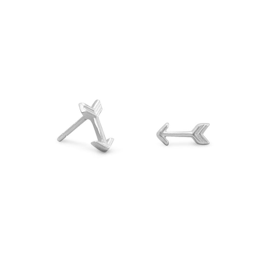 Rhodium Plated Small Arrow Earrings