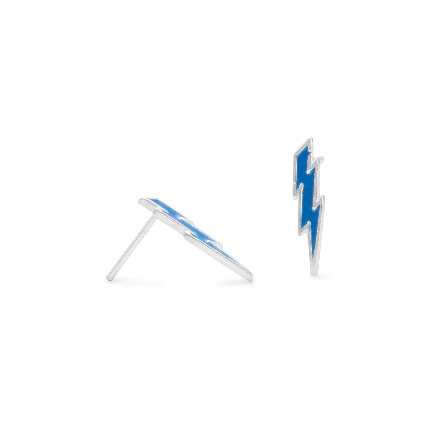 Blue Lightning Bolt Stud Earrings