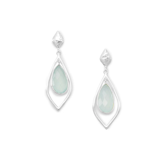 Faceted Green Chalcedony Drop Earrings