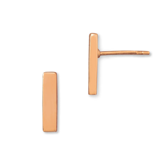 14 Karat Rose Gold Plated Bar Stud Earrings