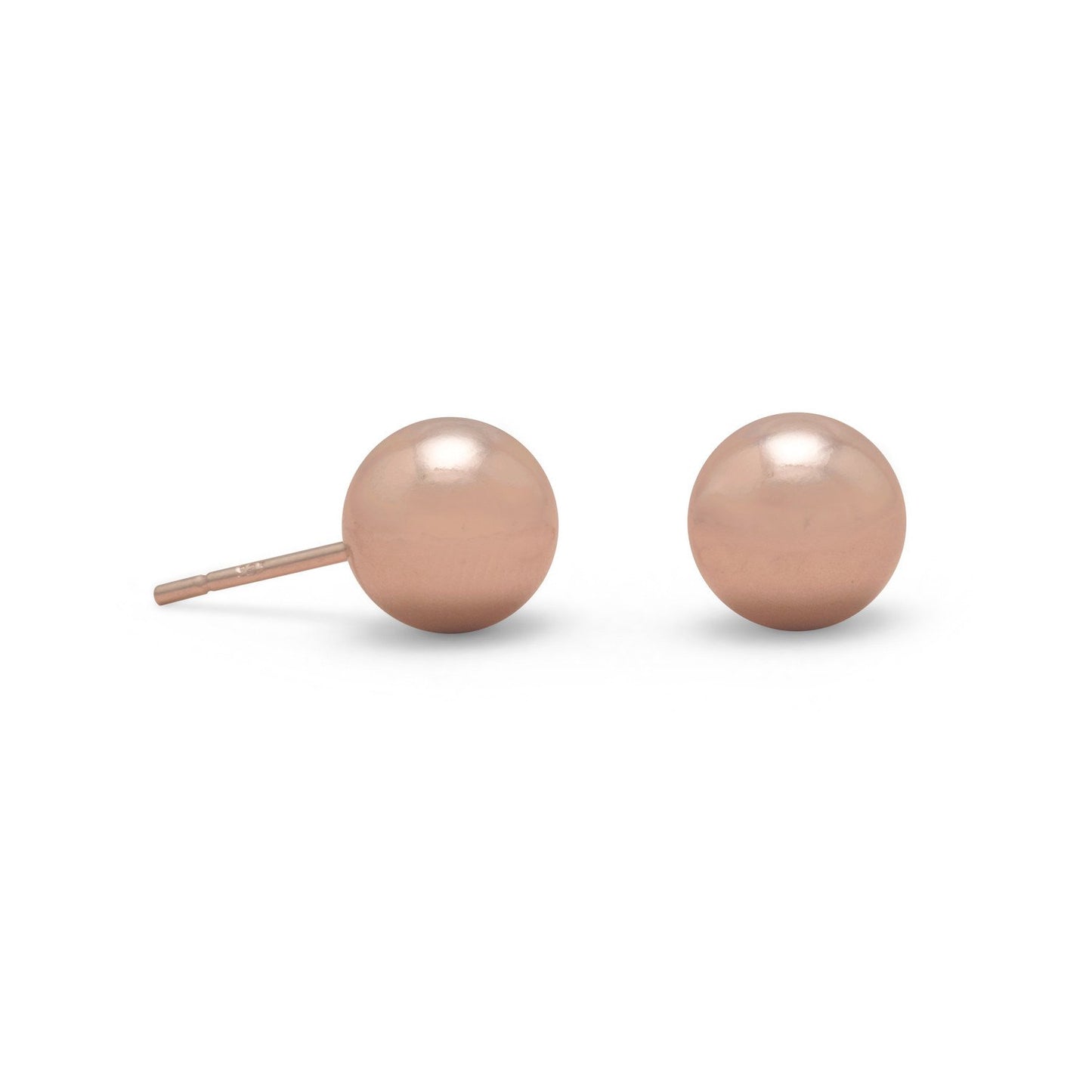 14 Karat Rose Gold Plated 8mm Ball Stud Earrings