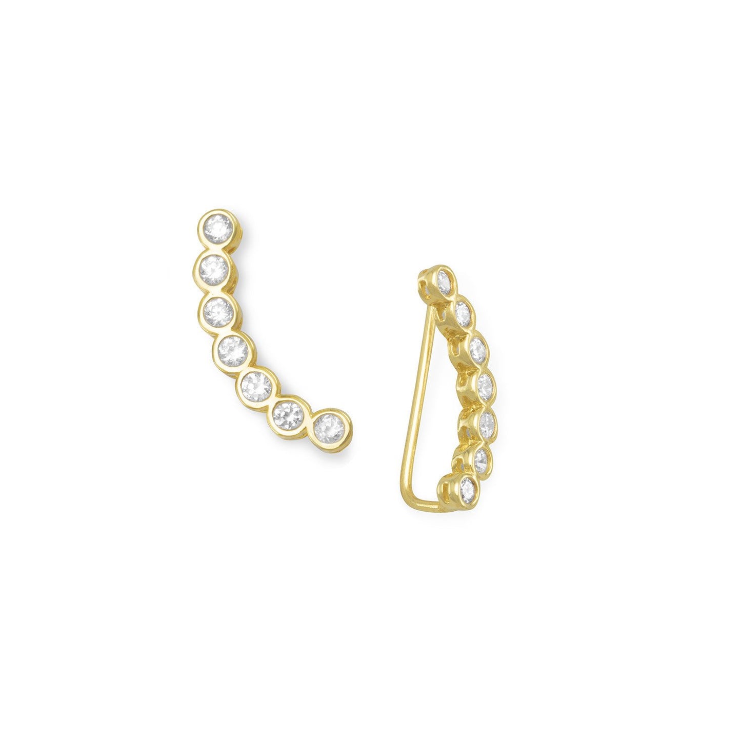 14 Karat Gold Plated Bezel CZ Ear Climbers