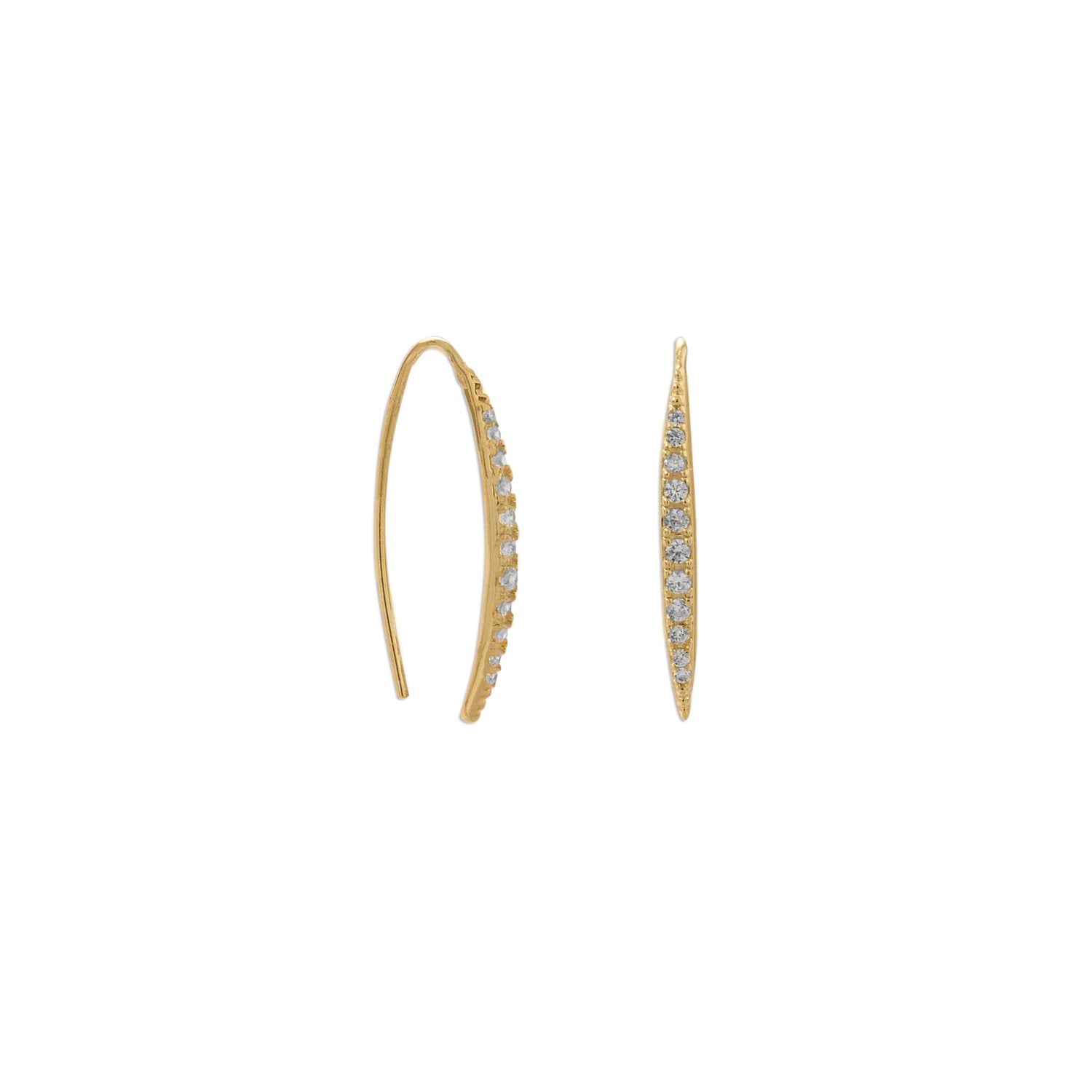 14 Karat Gold Plated Graduated CZ Vertical Bar Earrings