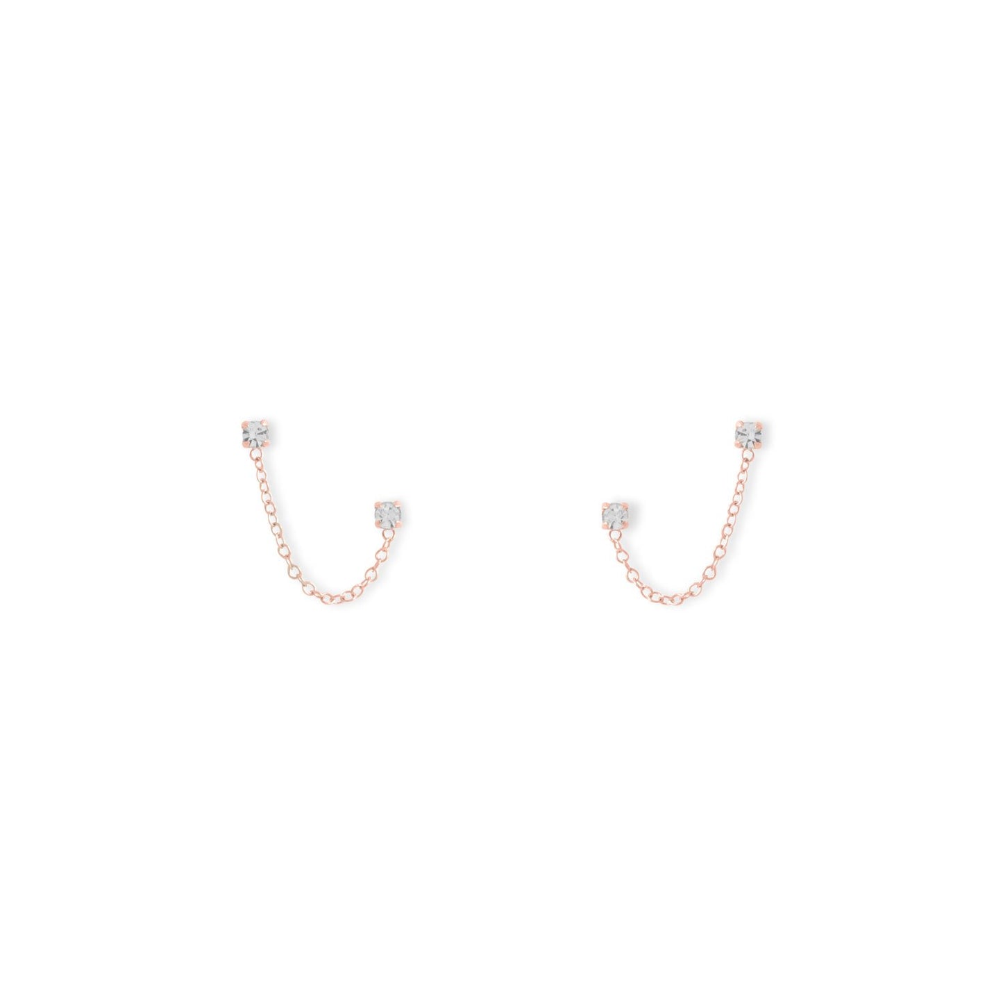 14 Karat Rose Gold Double Post Crystal Earrings