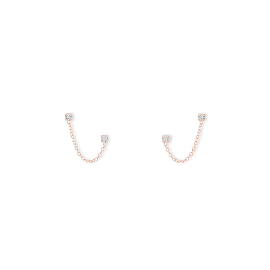 14 Karat Rose Gold Double Post Crystal Earrings