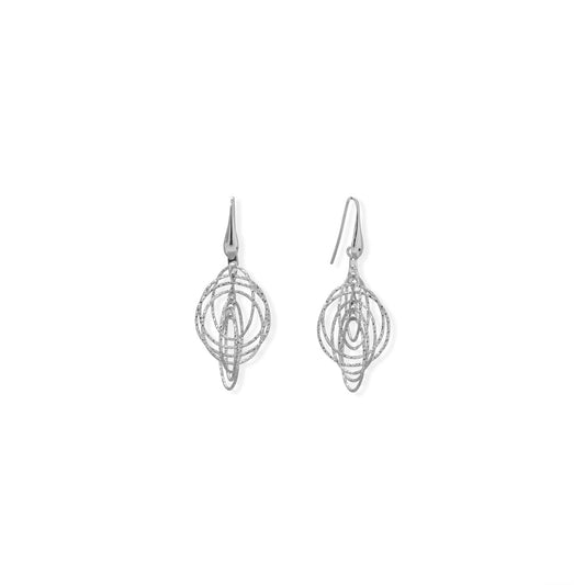 Italian Rhodium Plated 3-D Drop Earrings