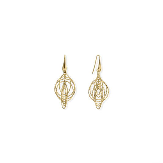 Italian 14 Karat Gold Plated 3-D Drop Earrings