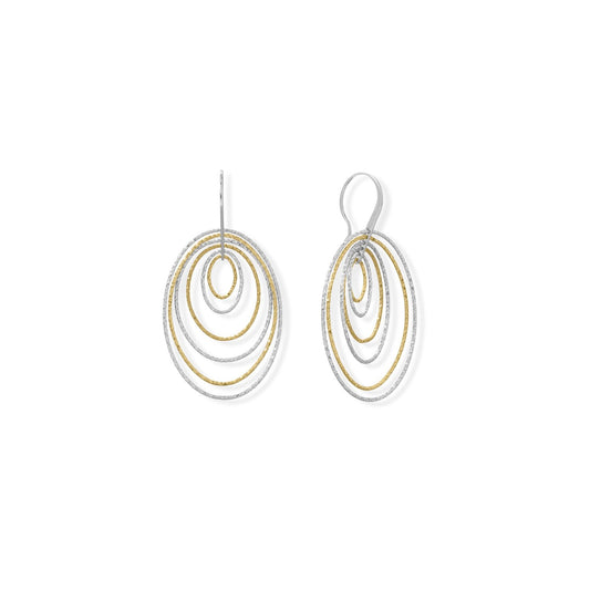 Italian Two Tone 6 Ring 3-D Earrings