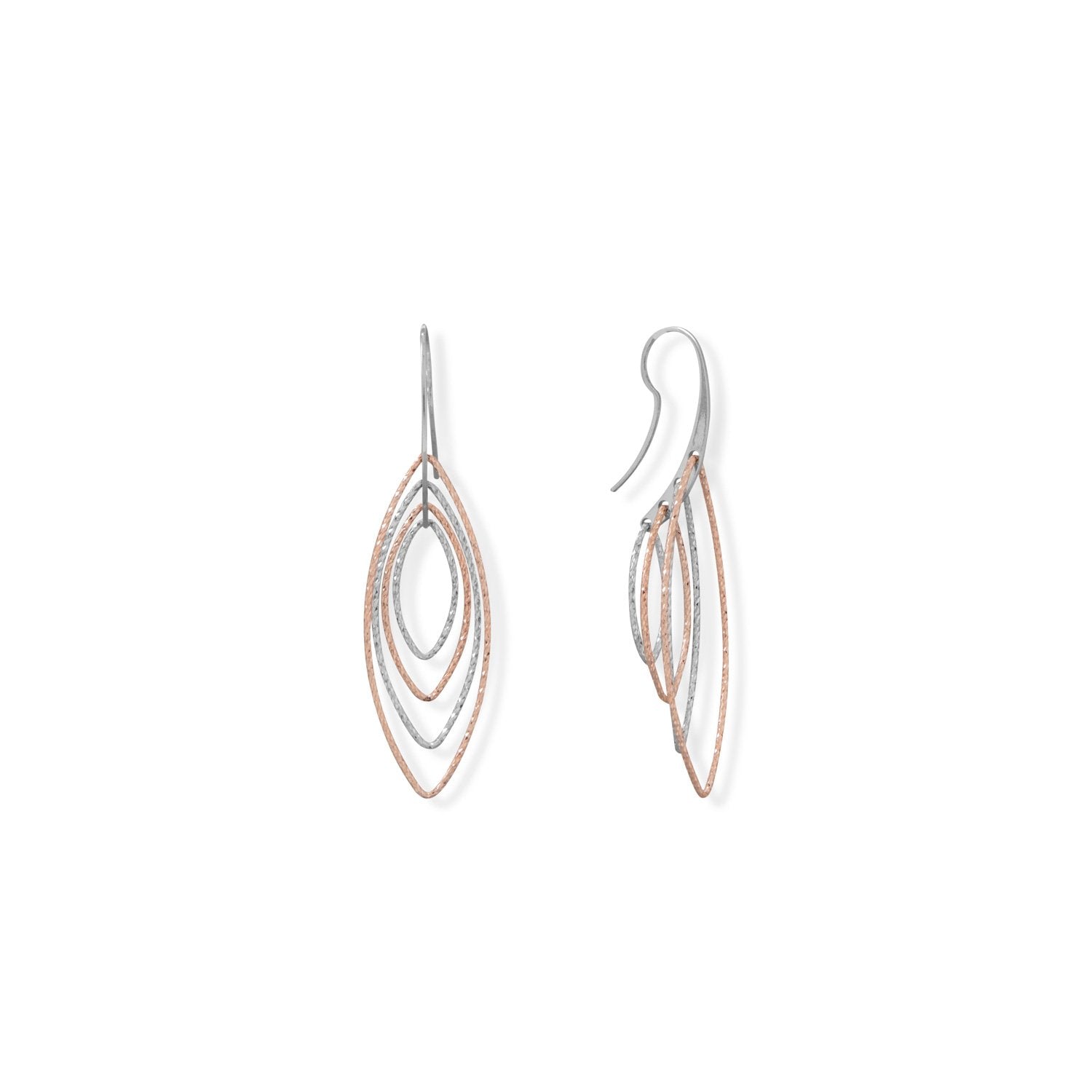 Italian Two Tone Marquise 3-D Earrings