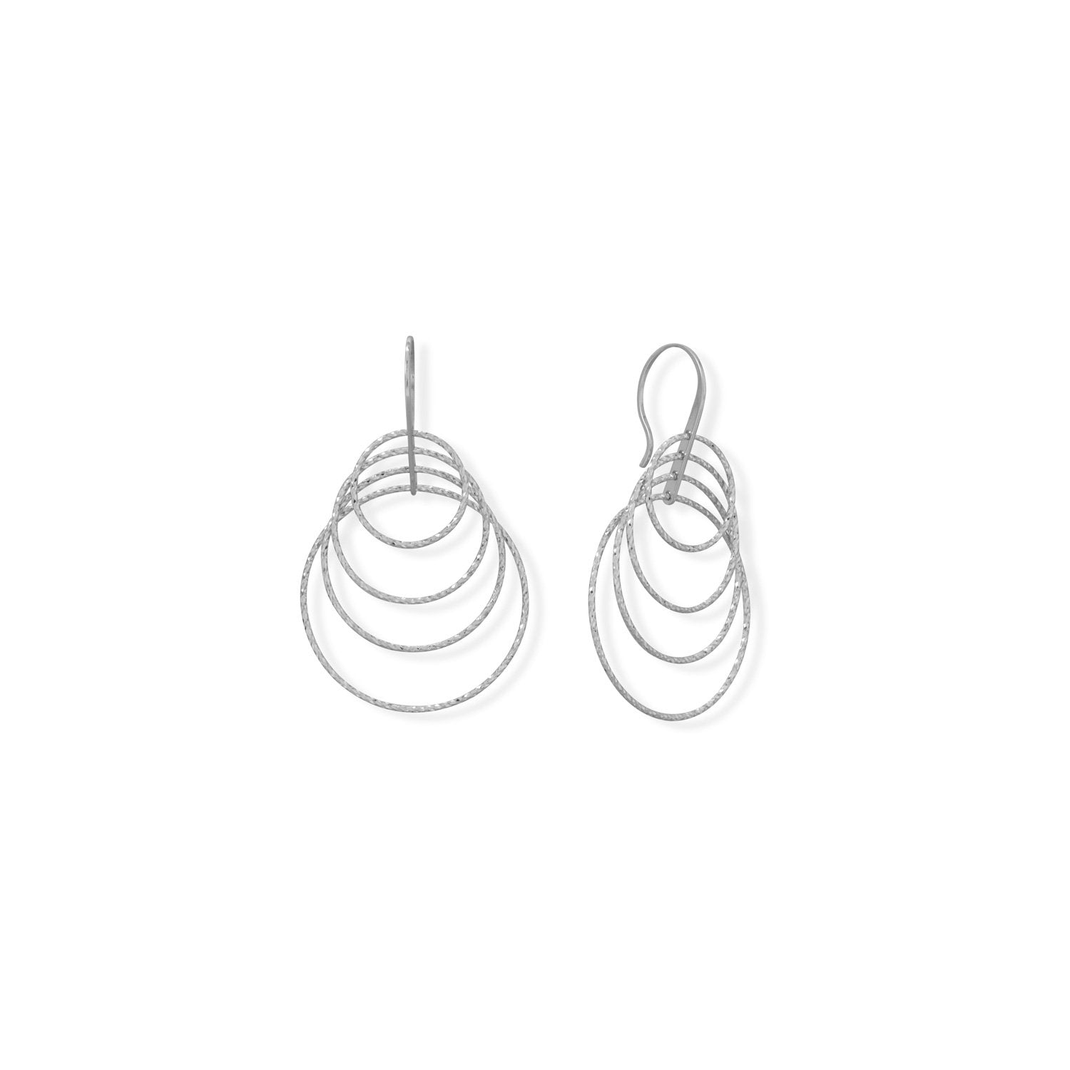 Italian Rhodium Plated Graduated Ring 3-D Earrings