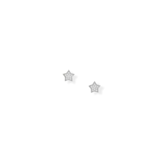 Shine Bright! Rhodium Plated CZ Star Stud Earrings