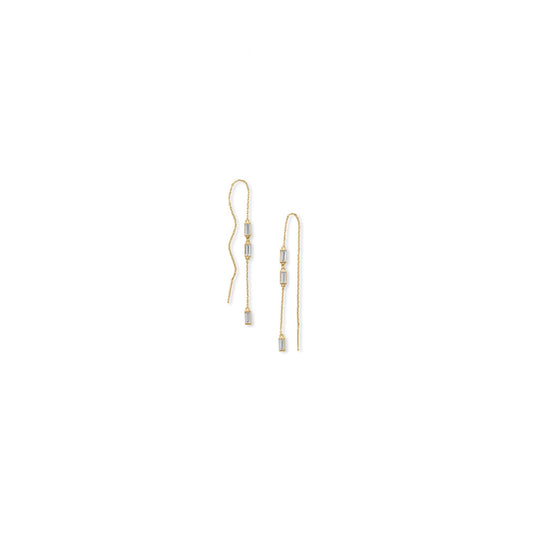 Bodacious Baguettes! White Baguette CZ Threader Earrings